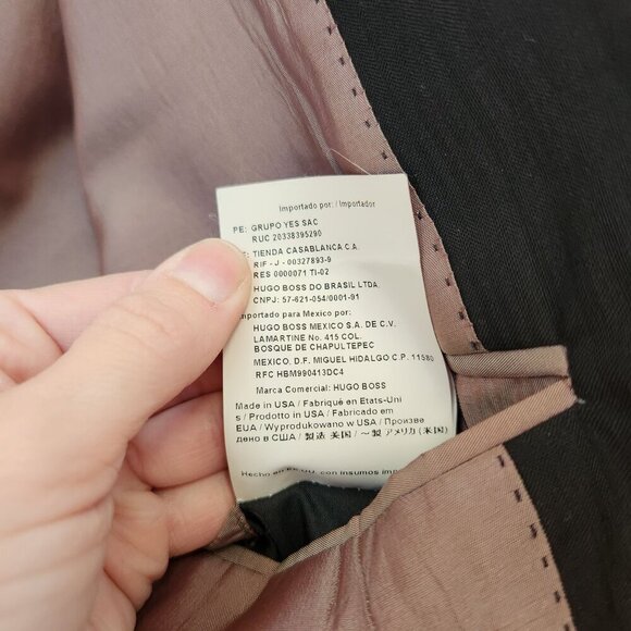 Hugo Boss Black Wool Blazer Jacket Suit Jacket Two Button Closure Men's 38R - Picture 9 of 11